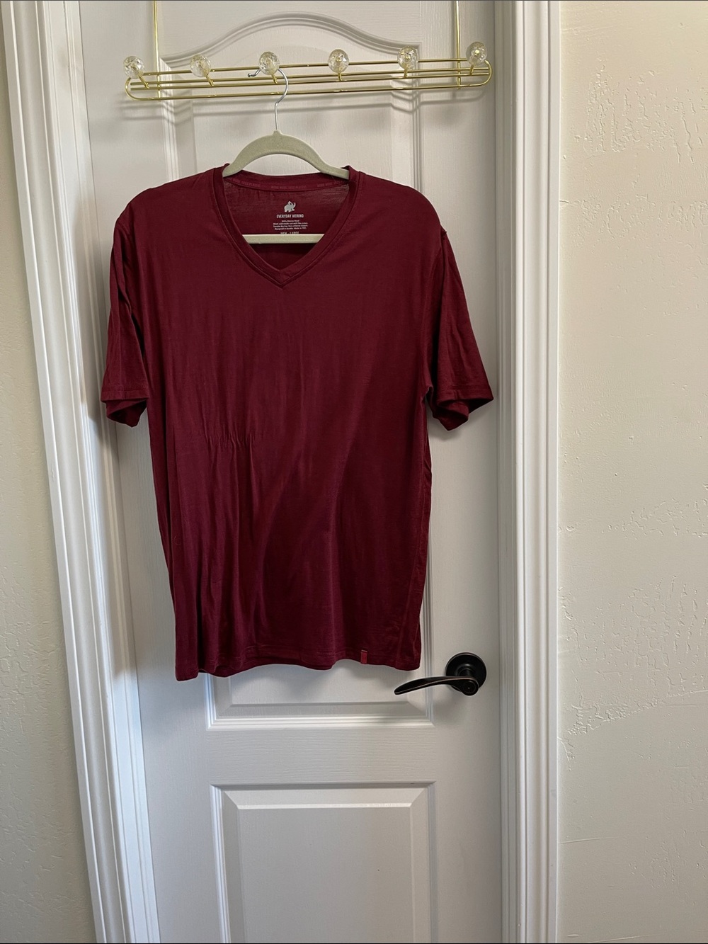 Men's V-Neck Tee in Wine - Lightweight Everyday Shirt